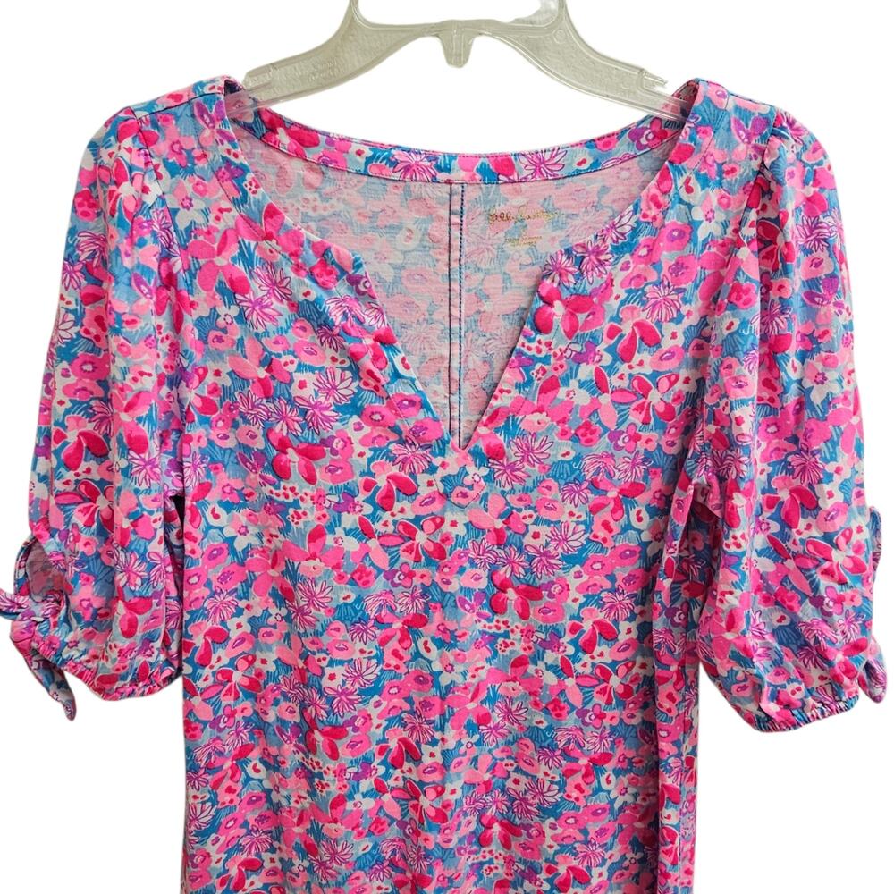Lilly Pulitzer Easley Puff Sleeve Cotton Shift Dress Aura Pink Baby Bloomer S - Picture 3 of 8